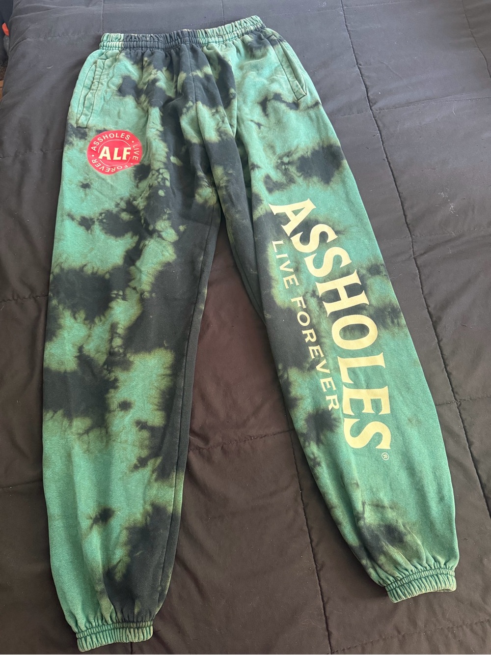 ASSHOLES Tie-Dye Green & Black Jogger Sweatpants